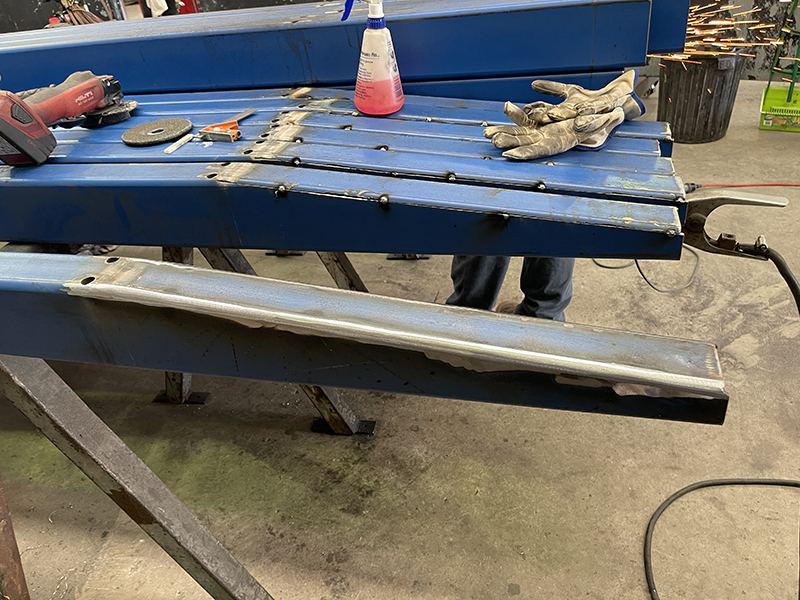 Fabrication of awning components.