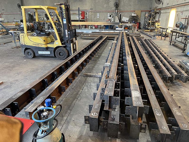 Completed beams ready for galvanising.