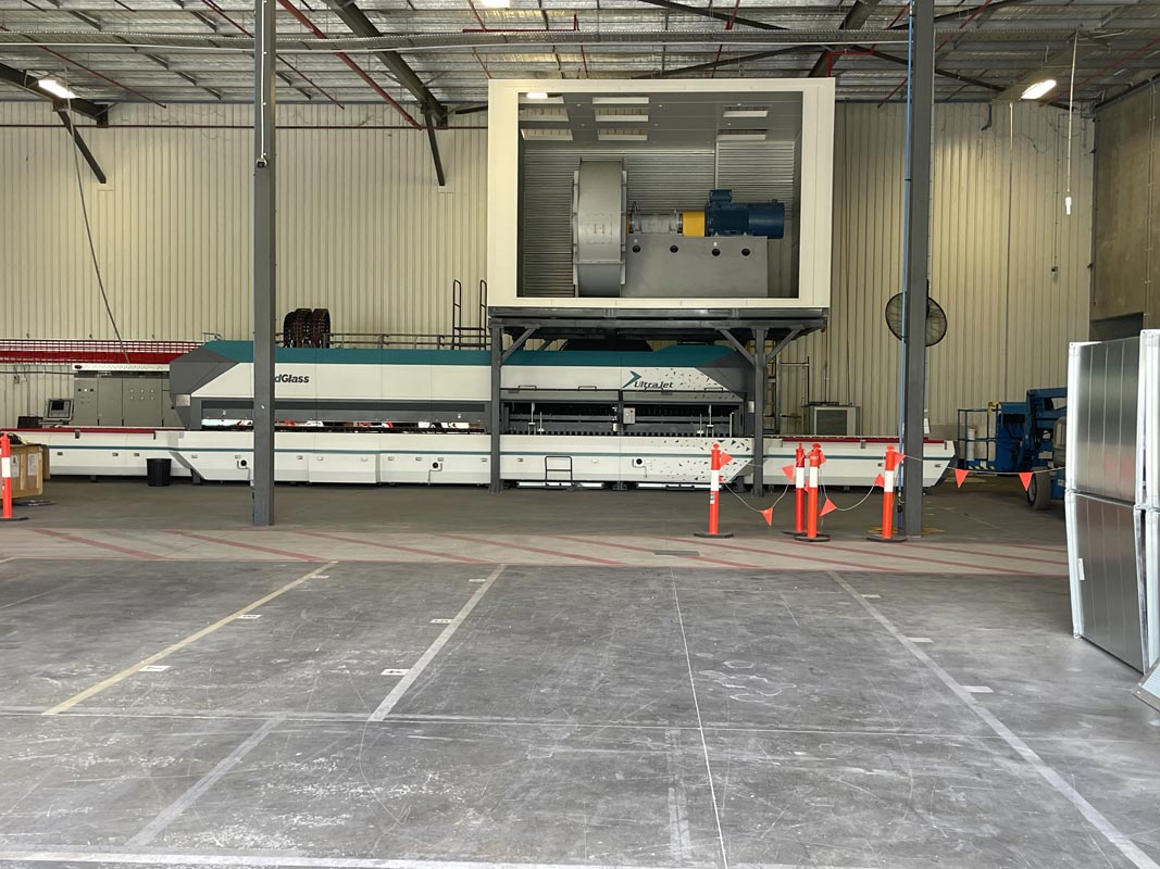 Glass tempering furnace mezzanine floor build.