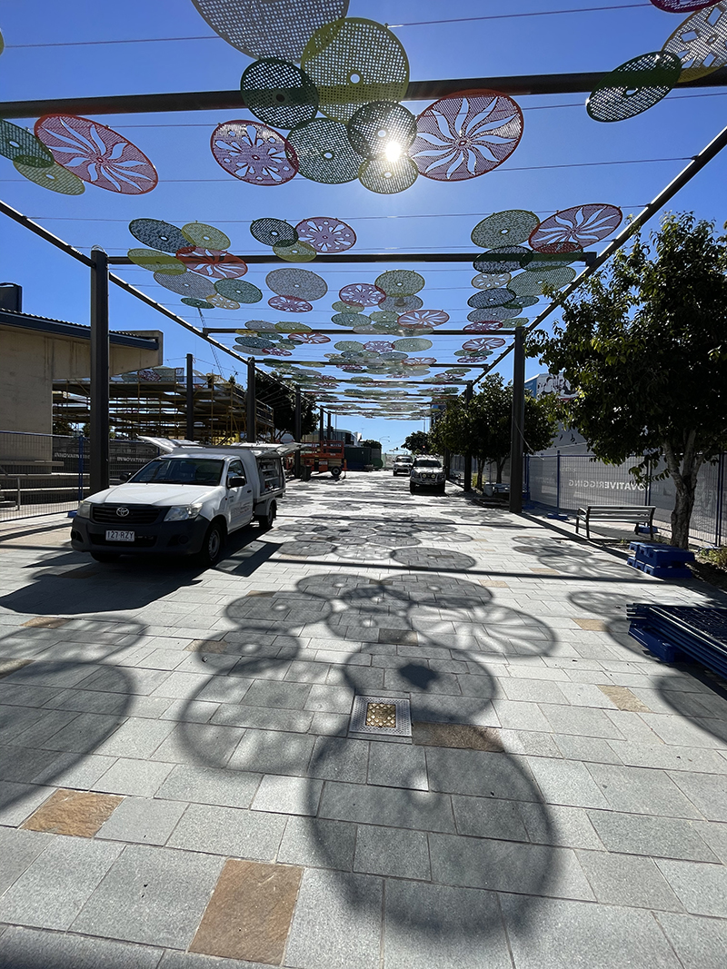 Beenleigh Town Centre nearing completion. Great effect with the shadows. We had a great time working with Innovative Rigging on this project.