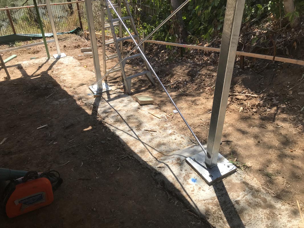 Installation of cross bracing.