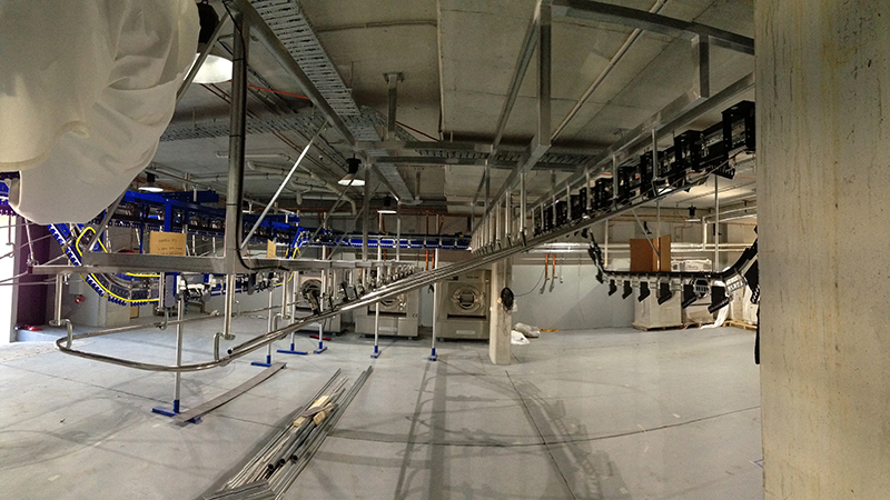 Completion of a conveyer installation. Support frame fabricated and welded on site.