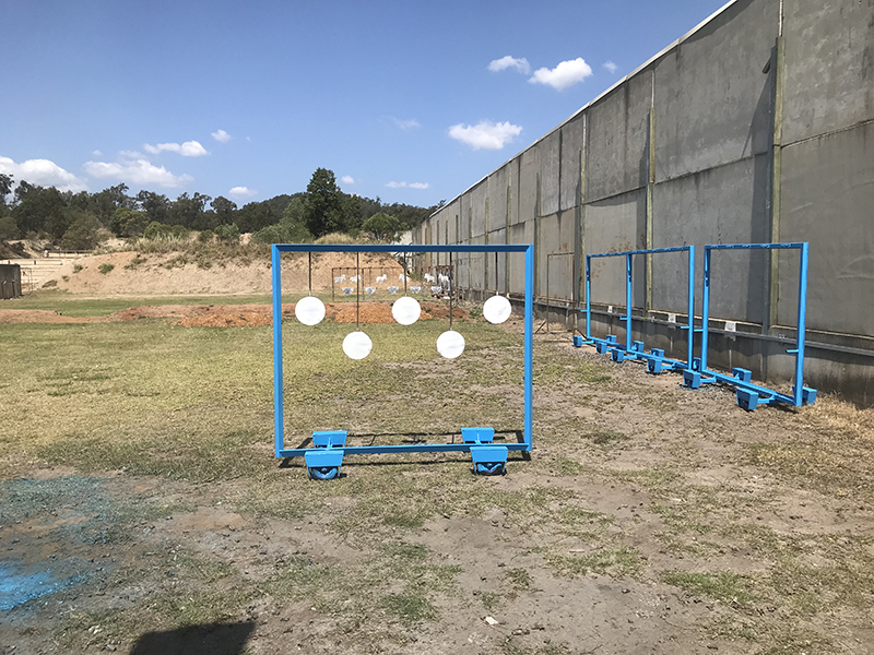 Completed target frame at shooting range.